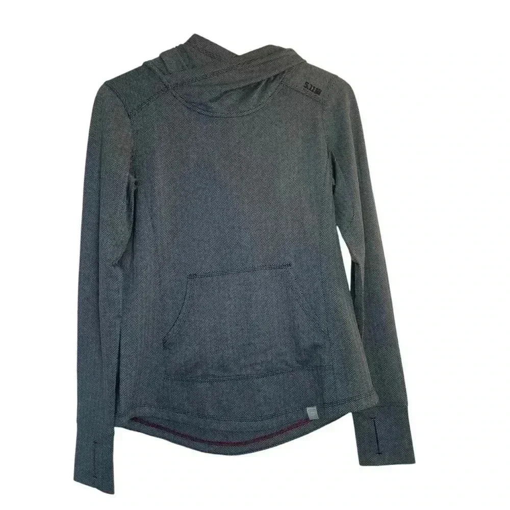 5.11 Tactical Donna Black Herringbone Hoodie Women’s Size S Thumb Holes‎ Casual